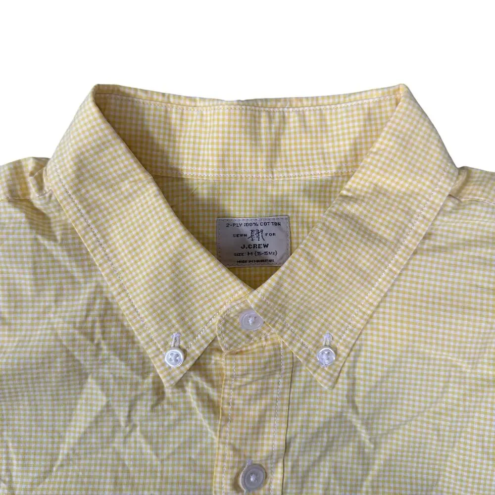 J Crew Sewn For Men's‎ Yellow Gingham Button Down Shirt Size M 15-15.5